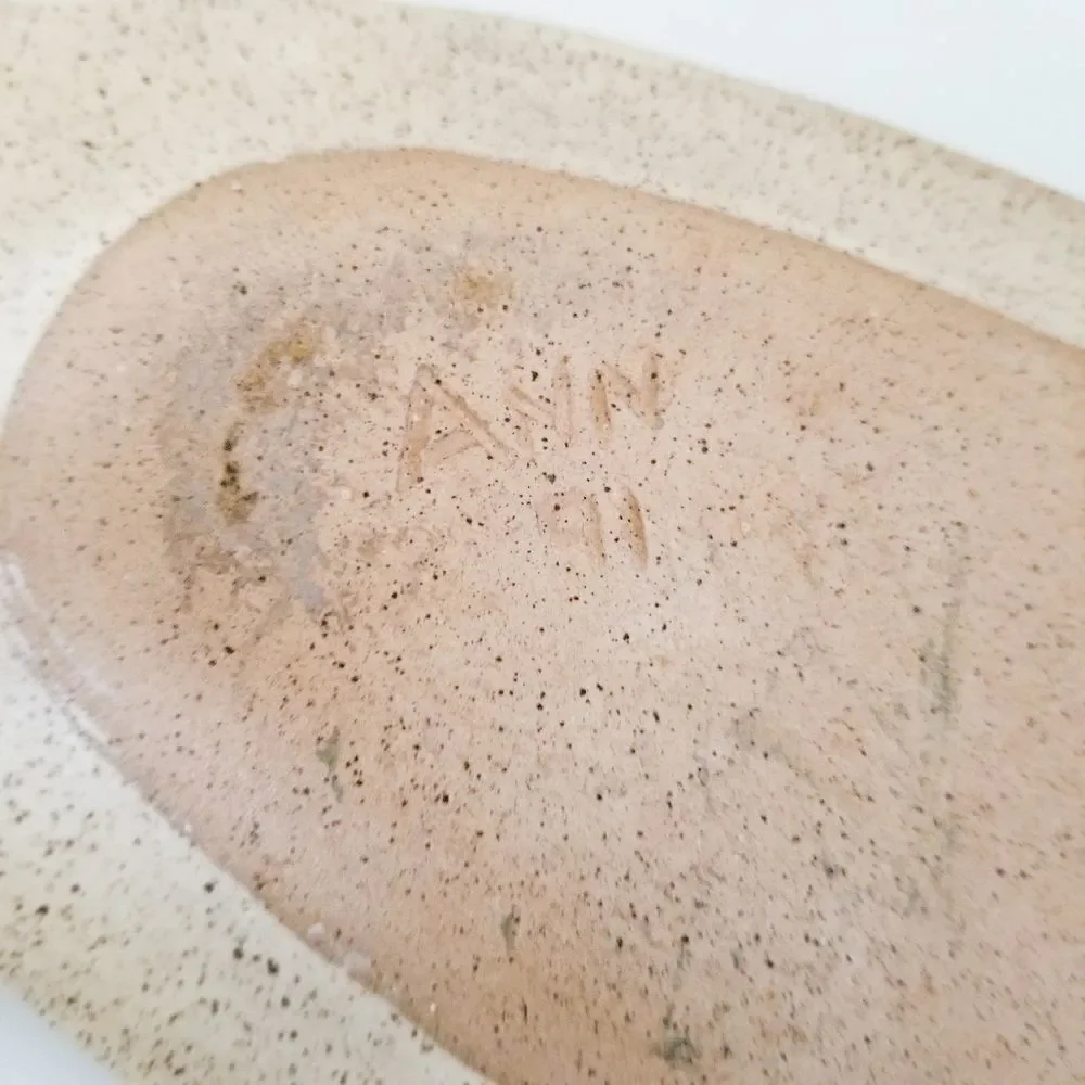 Trinket dish pottery vintage artist signed